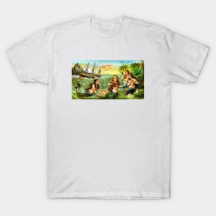 19th C. Mermaids at Ship Wreck T-Shirt